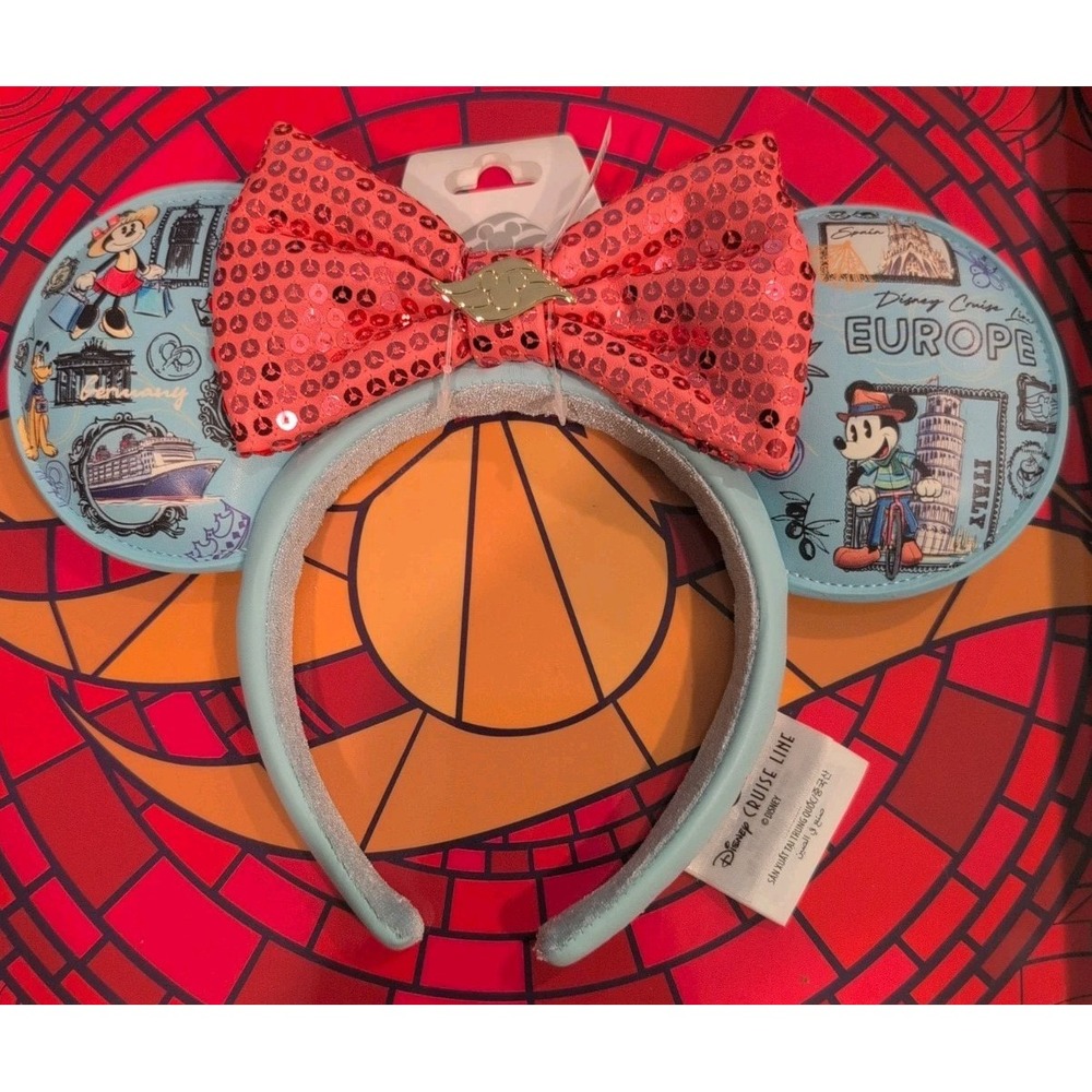 DCL Disney Cruise Line Mickey & Minnie Mouse Europe Ears Headband Authentic NEW